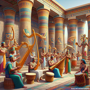 Египет күмбөзүндөгү музыканттар сүрөтү